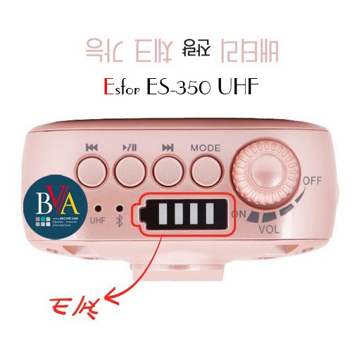 Máy trợ giảng Hàn Quốc ESFOR ES-350 Plus và ES-350 UHF, loa Bluetooth song song 2 Mic, Không dây