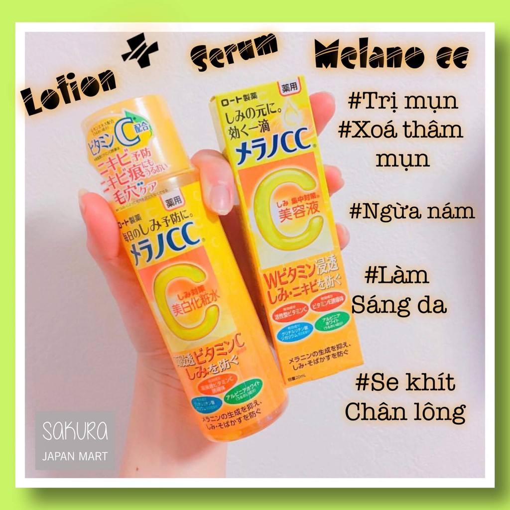 Lotion và serum Melano cc trị mụn , xóa thâm , ngăn ngừa nám