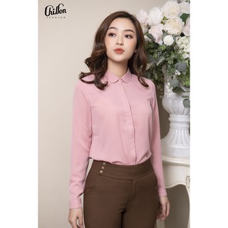 Chiffon_Áo sơ mi cổ sen tròn
