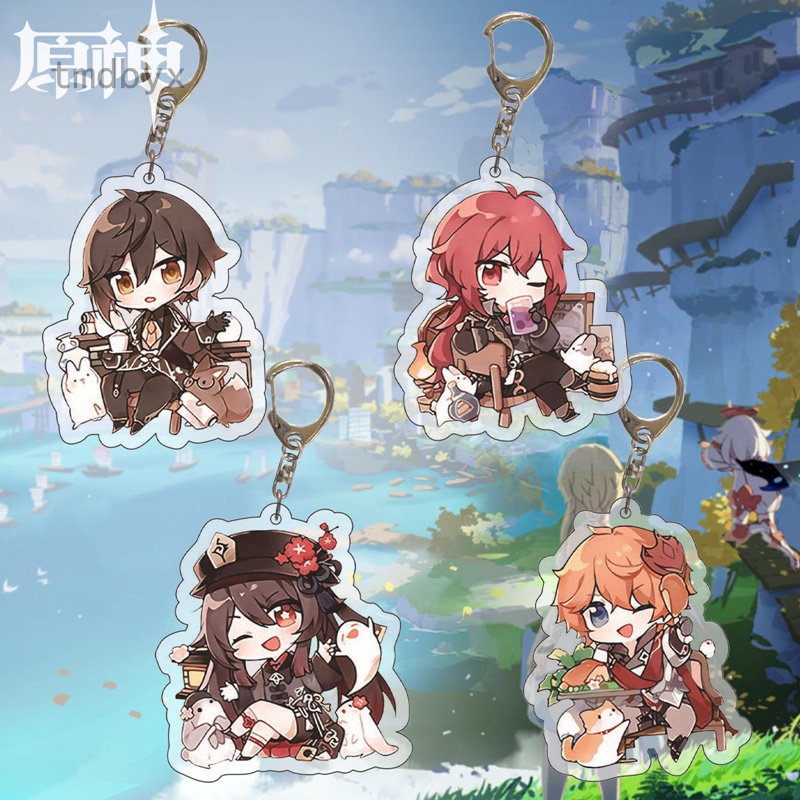 Móc chìa khóa họa tiết nhân vật trò chơi Genshin độc đáo dễ thương