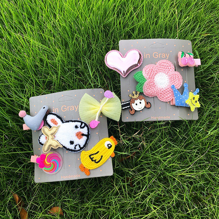 Set Kẹp Tóc Kiểu Hoạt Hình Đáng Yêu Độc Đáo Cho Bé Gái