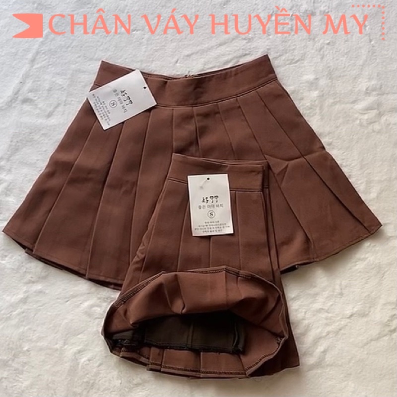 Chân váy xếp ly tennis màu nâu HUYENMY chất vải tuyết mưa cao cấp | BigBuy360 - bigbuy360.vn
