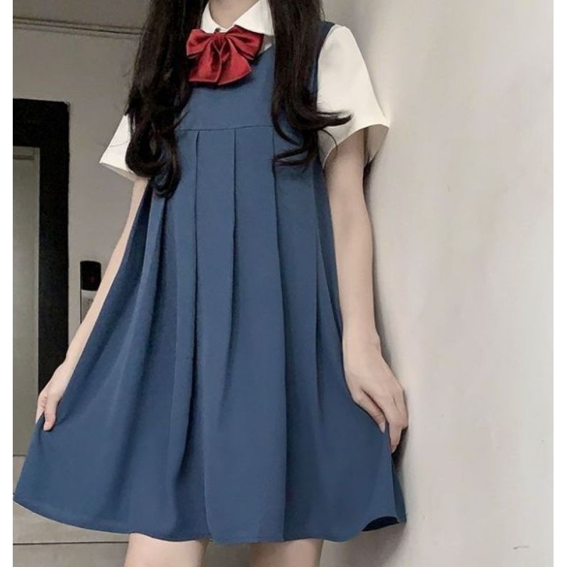 VÁY ĐỒNG PHỤC JK TẶNG NƠ ĐỎ 🍑 XANH và ĐEN🍑Có ảnh thật