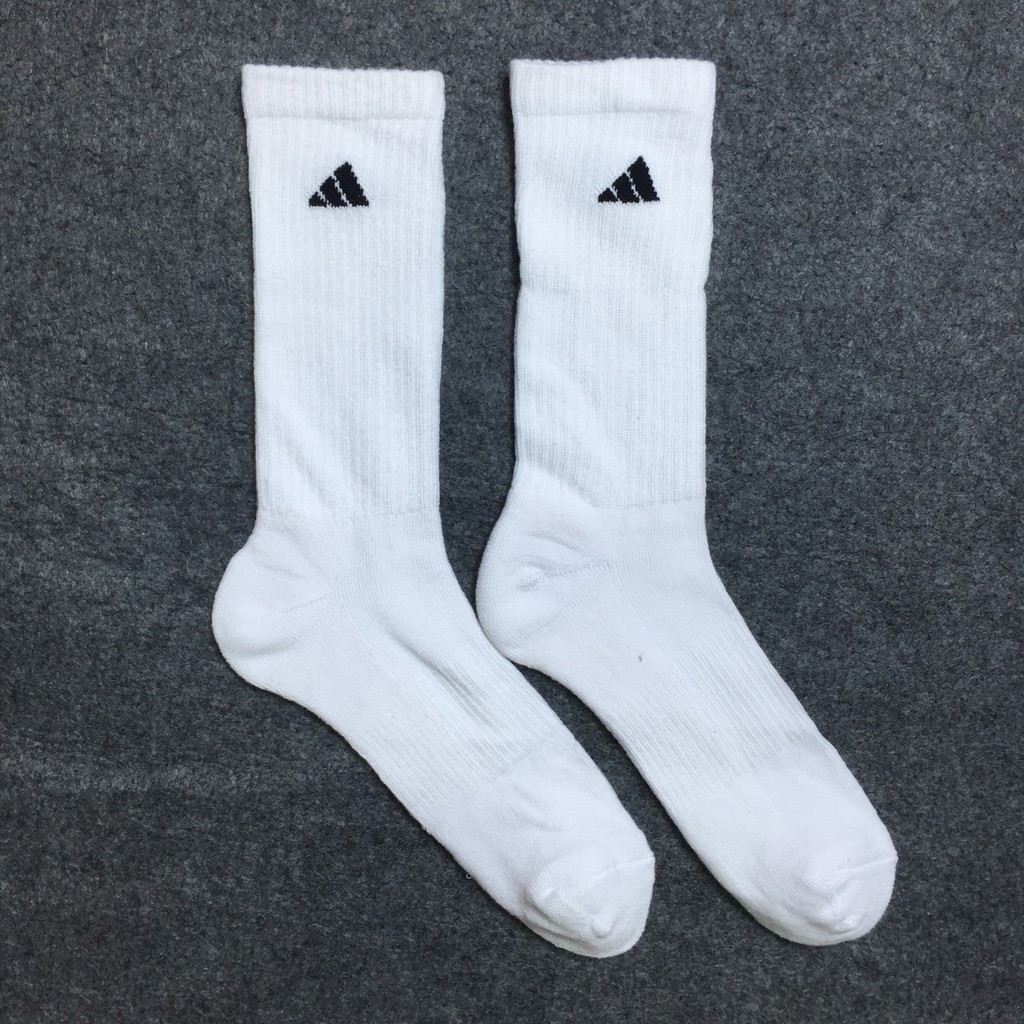 Vớ Adidas cao cổ màu trắng logo 3 lá đen