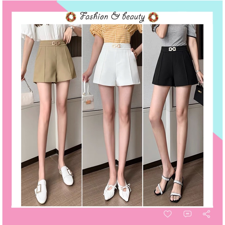 Quần short nữ lưng cao cạp cao DOLOXI chất tuyết mưa đen trắng Q155