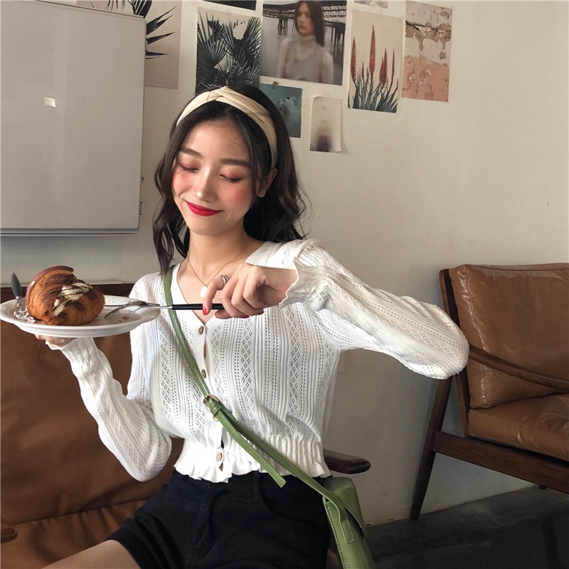 NRVP Áo Cardigan Dệt Kim Dáng Rộng Tay Dài Phong Cách Hàn Quốc Mới