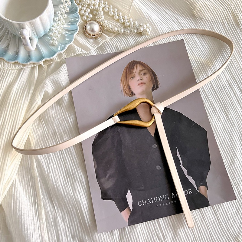 Thắt Lưng Da PU Mỏng Khóa Kim Loại Thời Trang Cho Nữ