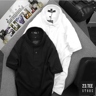 Áo polo trơn vải cá sấu đen trắng unisex classic | hàng vnxk