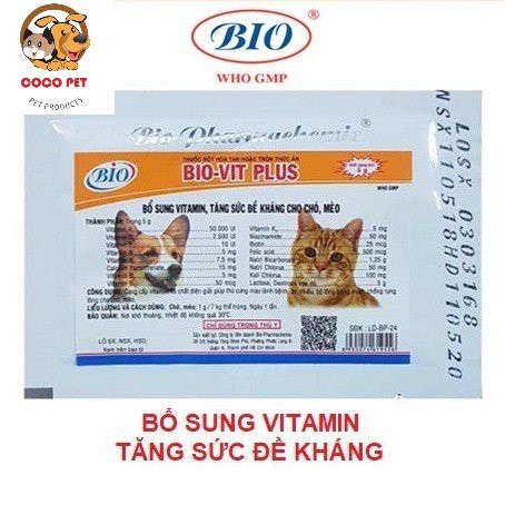 Bột Bổ Sung Vitamin BIO Vit Plus 5g Tăng Cường Sức Đề Kháng Cho Chó Mèo