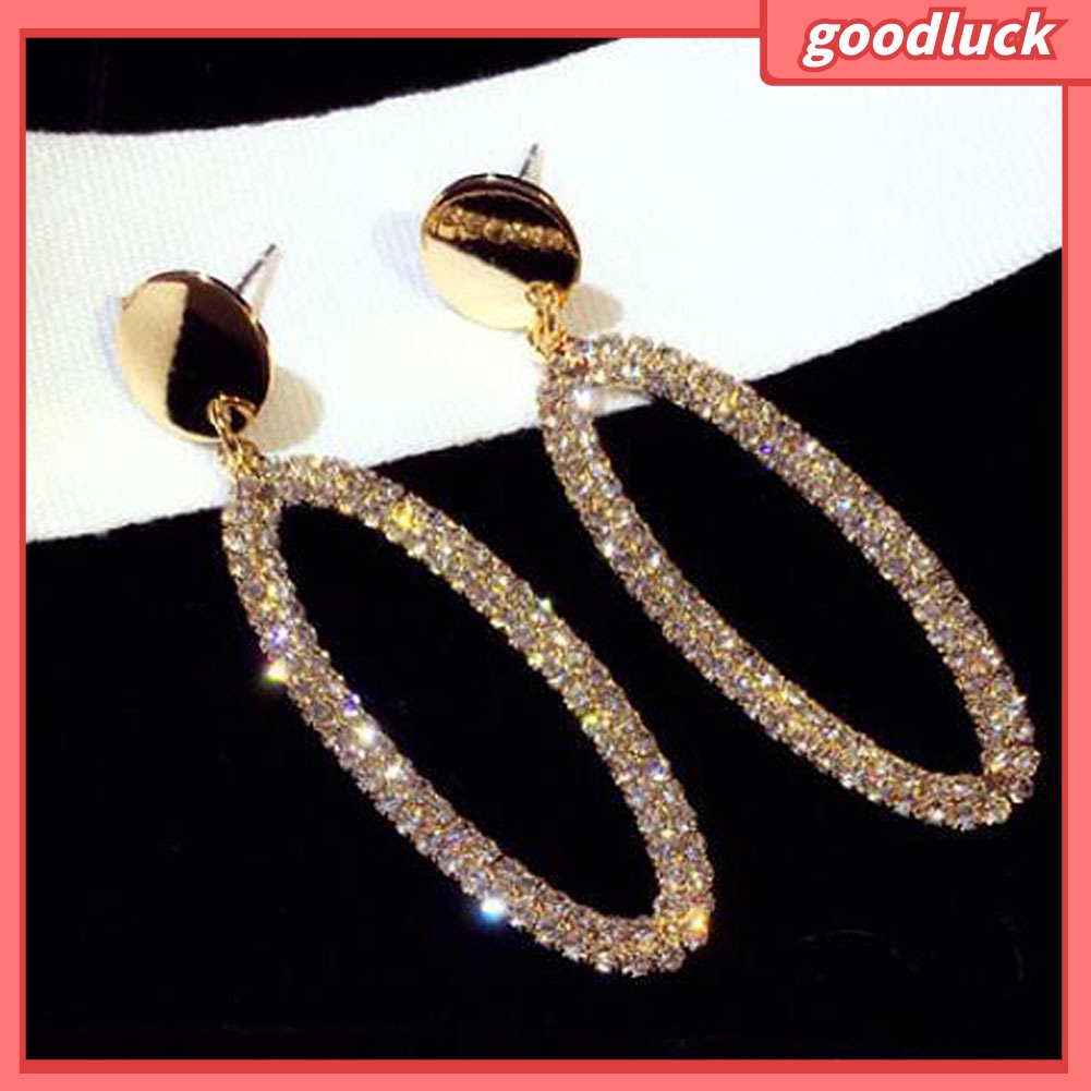 ps/Women Rhinestone Watch Shape Oval Geometric Dangle Ear Drop Earrings Jewelry