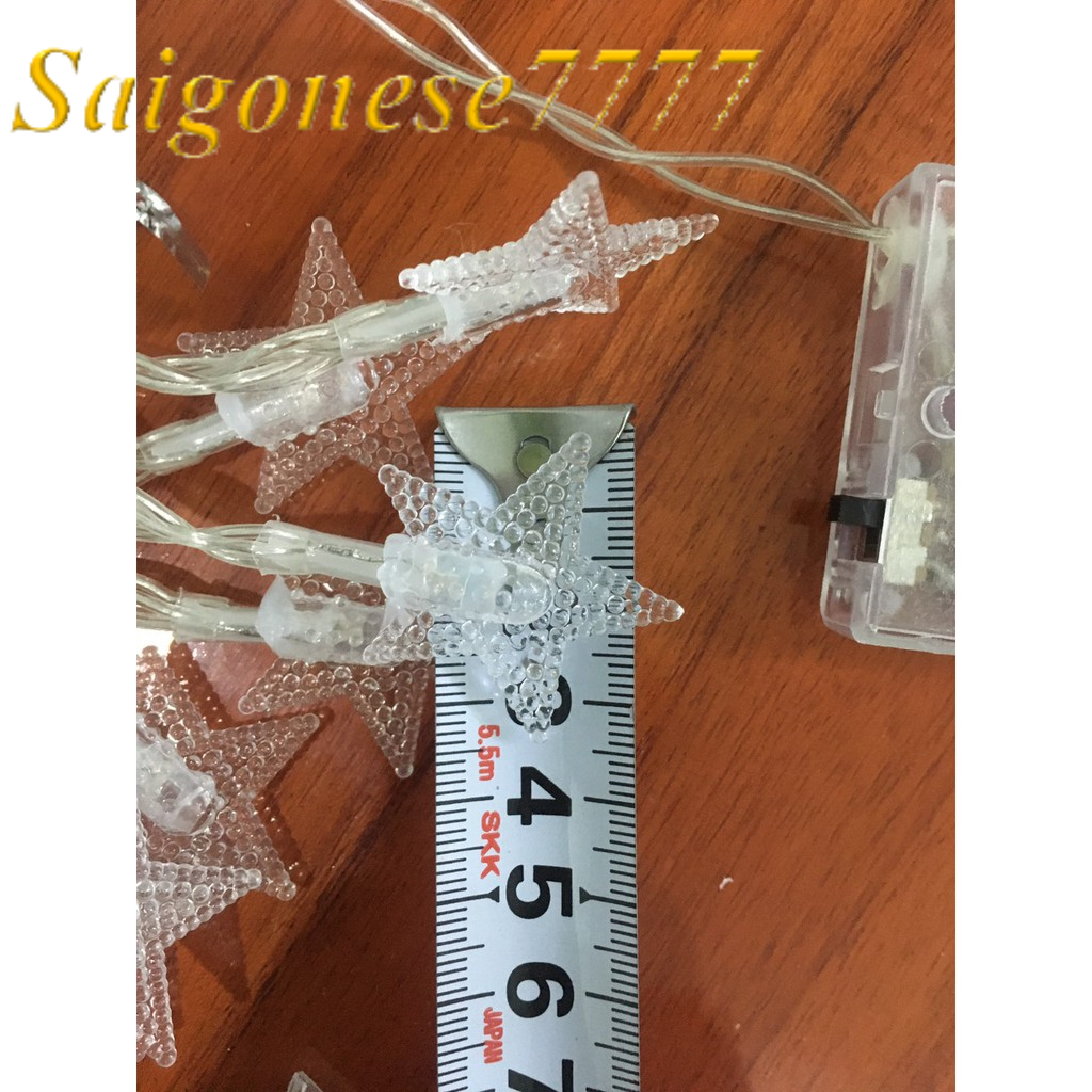 Đèn Led Dùng Pin AA- Dài 6M 40 Bóng Đèn Ngôi Sao May Mắn Chớp Nháy Trang Trí Tiệc Noel Lễ Tết Phòng Ngủ Giá Rẻ