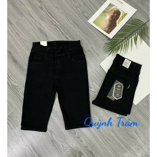 Quần Ngố Lửng Jean Nữ Co Giãn Mạnh Có Size Lớn Màu Đen