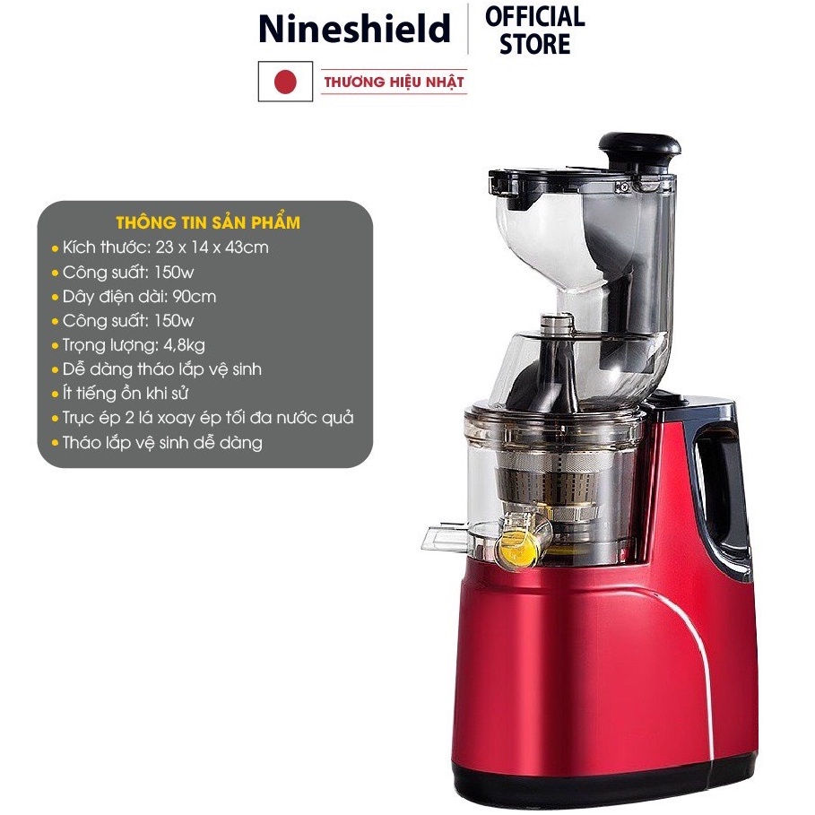 [Mã ELHA22 giảm 6% đơn 300K] MÁY ÉP CHẬM NGUYÊN QUẢ NINE SHIELD KB-F8B CỐI TO ÉP KIỆT HÀNG CHÍNH HÃNG CHẤT LƯỢNG CAO