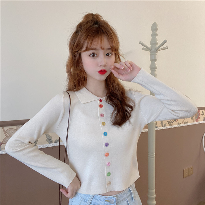 Áo Cardigan Dệt Kim Mỏng Ôm Eo Phối Nút Thời Trang Mùa Thu Cho Nữ | BigBuy360 - bigbuy360.vn