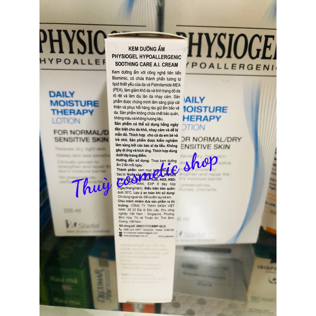Kem dưỡng ẩm Physiogel Hypoallergenic Soothing Care A.I Cream 50ml hạn sử dụng 9/2024