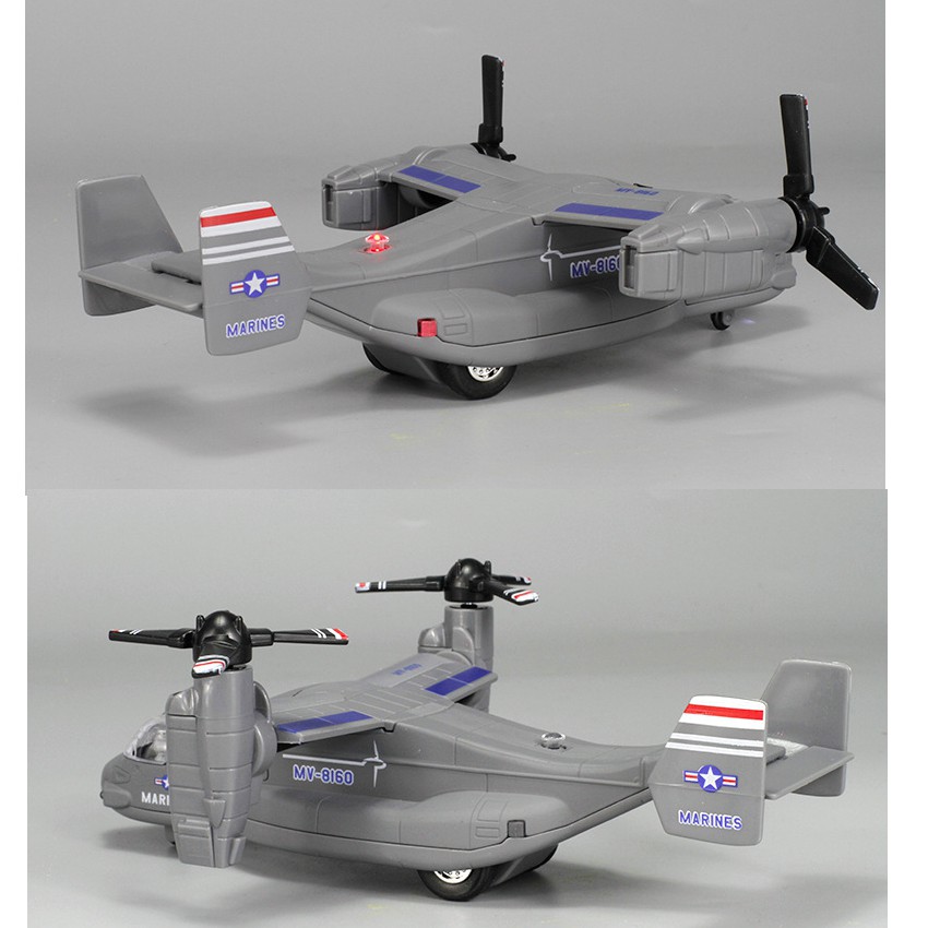 Mô hình máy bay quân sự bằng sắt có âm thanh và đèn đồ chơi cho trẻ em xe chạy cót