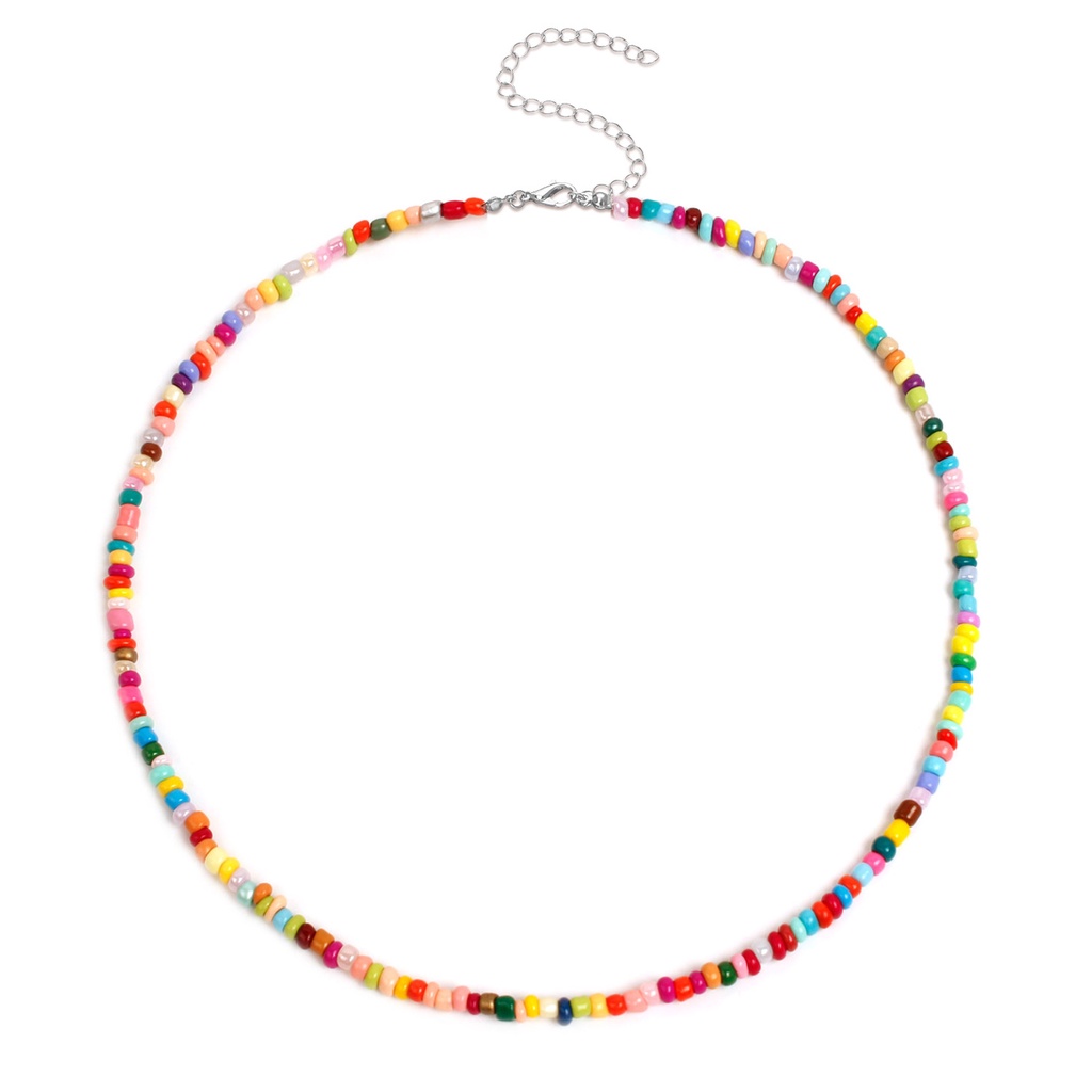 (0274) Vòng Cổ Choker Chuỗi Hạt Nhựa Nhỏ Nhiều Màu Phong Cách Bohemian