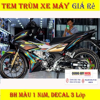 Tem trùm xe Winner X đen bảy sắc màu, độ thiết kế team dán phủ decal xe máy giá rẻ đẹp
