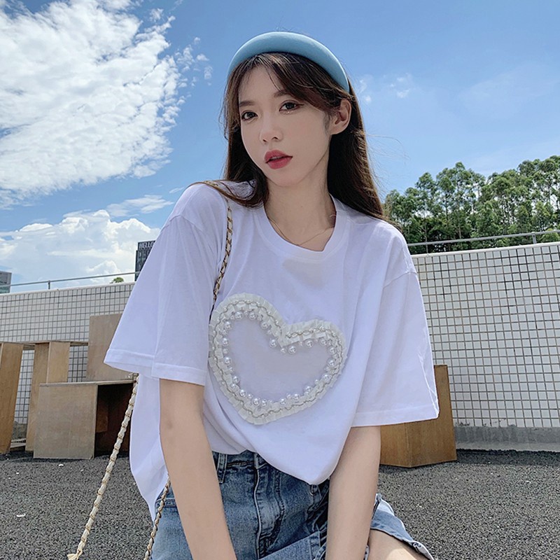 White short-sleeved T-shirt women's summer 2021 new loose design sense niche online celebrity explosion clothes ins tide