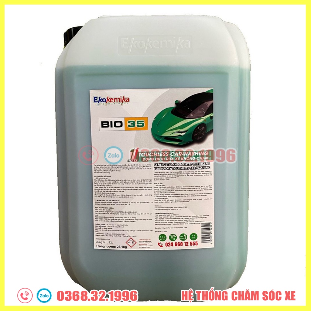 Dung Dịch Rửa Xe Không Chạm Ekokemika BiO 35, can 22L