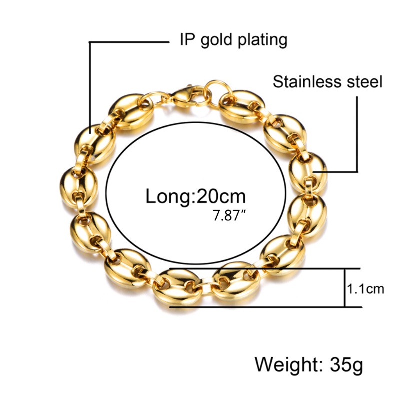 Dây Chuyền / Vòng Tay Hạt Cà Phê 11mm Bằng Thép Không Gỉ Phong Cách Hip Hop Thời Trang Cho Nam Và Nữ