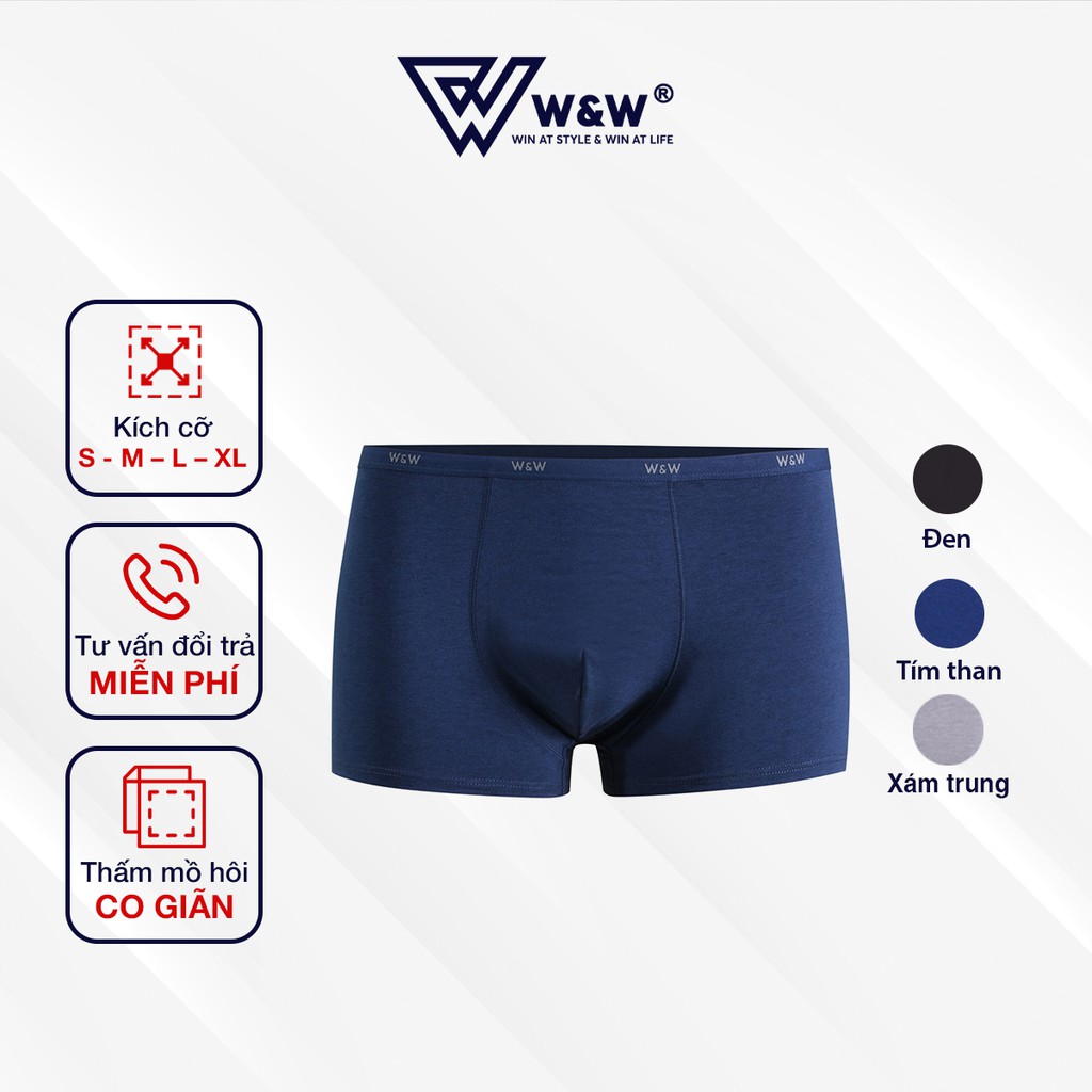 Quần Lót Nam W&amp;W Dáng Boxer Chất Liệu Cao Cấp Mềm Mịn, Đàn Hồi, Sịp Đùi Nam Kháng Khuẩn Cực Tốt WUW43