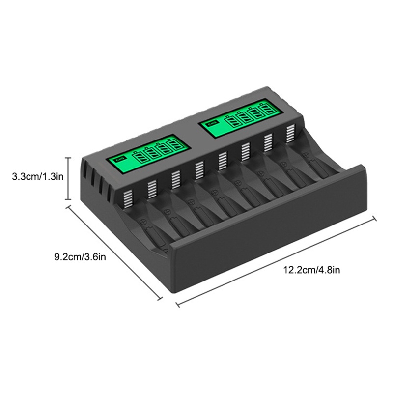 Cục Sạc Pin Thông Minh 8 Khe Cắm Có Màn Hình LCD Cho Pin AA / AAA