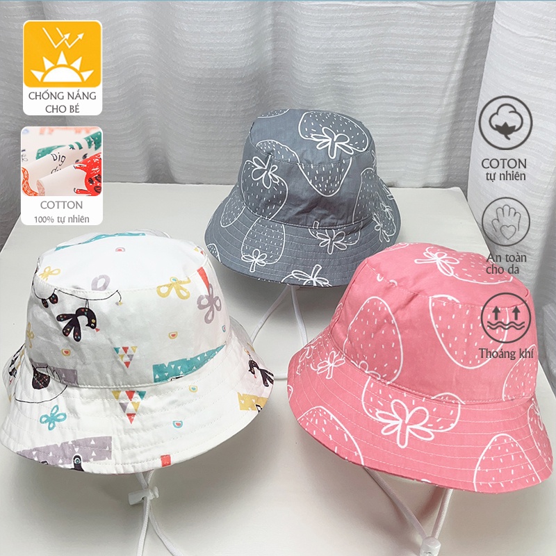 Nón cho bé trai bé gái 0-5 tuổi, mũ tai bèo chống nắng thời trang dễ thương chất liệu cotton mềm mát phong cách PocoHome