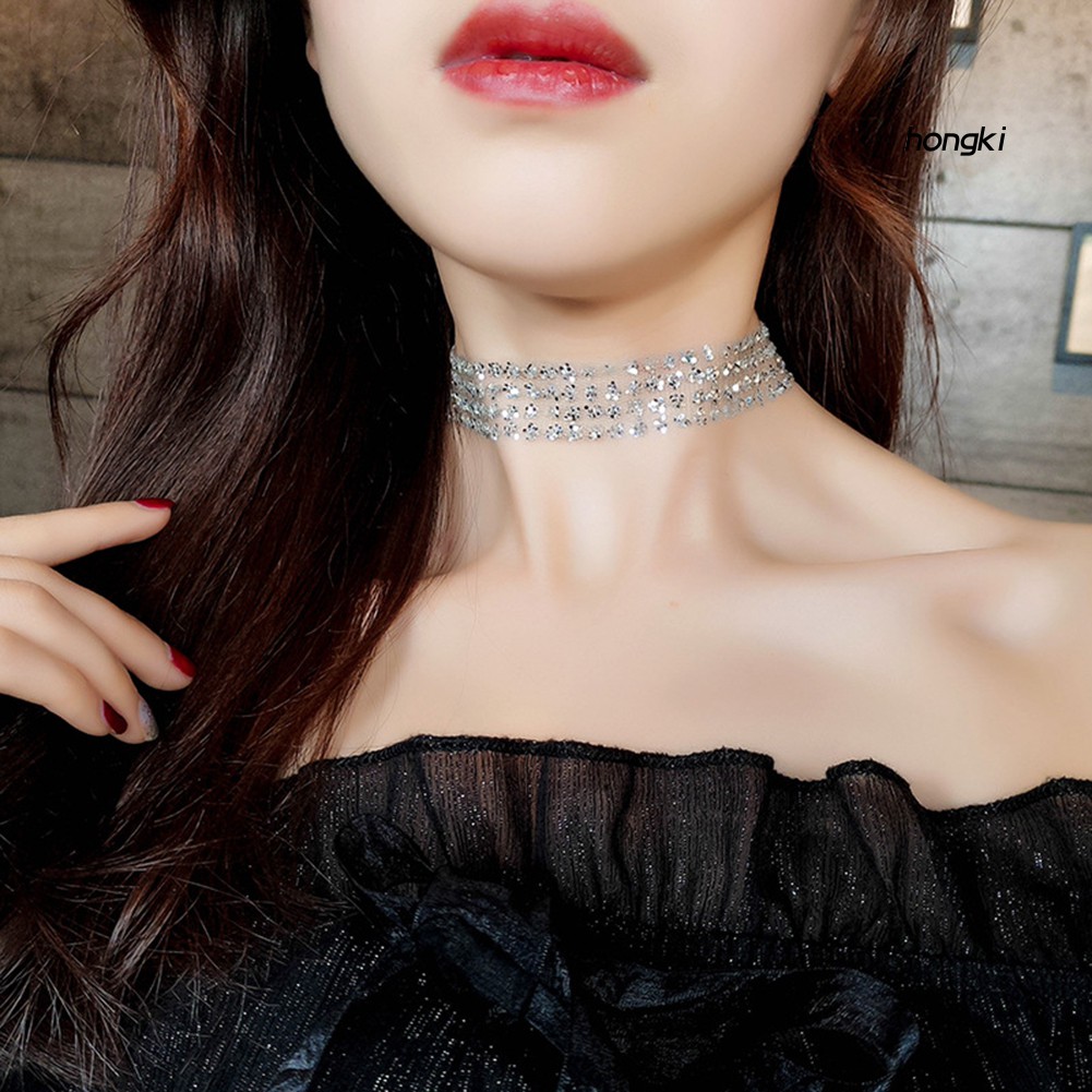 Vòng cổ choker đính vảy kim tuyến lấp lánh độc đáo cho nữ