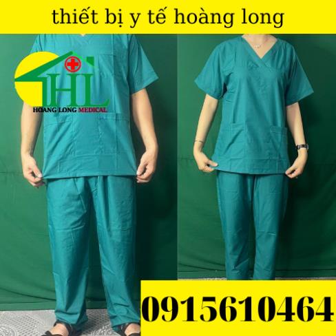 Bộ Scrubs cổ tim phòng mổ, đồng phục Spa, phòng khám, Bác Sĩ, quần áo phòng mổ, đồng phục phẫu thuật màu xanh COBAN
