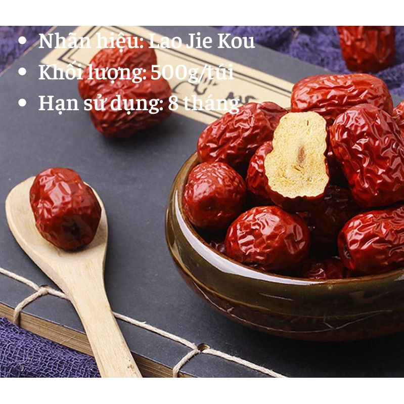 Táo Đỏ Sấy Khô ❤️FREESHIP❤️ 500G Lao Jie Kou To Mềm Ngọt Hạt Nhỏ Thịt Dày-Tết ❤️ Momo Mart