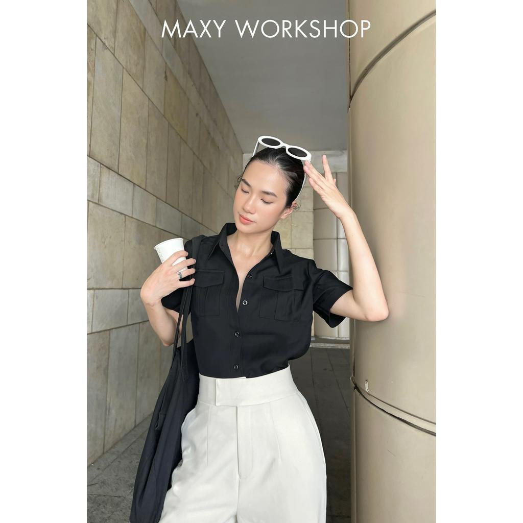 Áo sơ mi nữ tay ngắn phối túi short pocket shirt Maxy Workshop