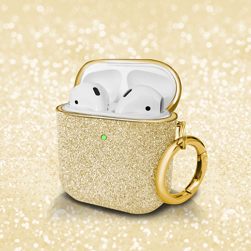 Vỏ Bảo Vệ Hộp Sạc Tai Nghe Airpods 1 2 3 Pro Đính Kim Cương Lấp Lánh Sang Trọng Kèm Móc Khóa