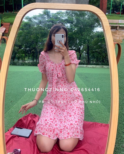 [Ảnh thật/Video] Váy hoa vintage cổ nơ tay bồng - Đầm hoa ulzzang