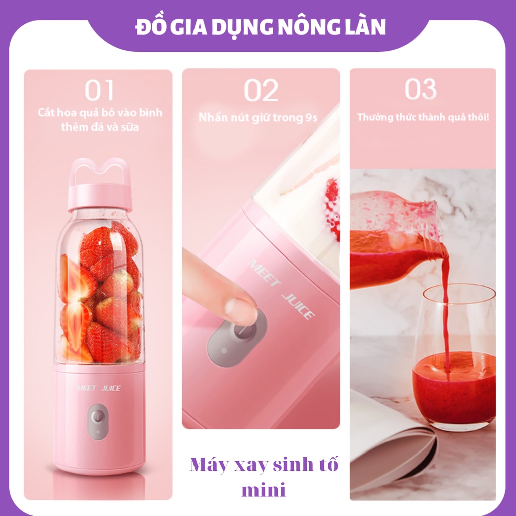 Máy xay sinh tố mini cầm tay Meet Juice Loại Tốt NL SHOP , Máy Xay Sinh Tố Mini Sạc Pin Qua Cổng Usb Tiện Lợi