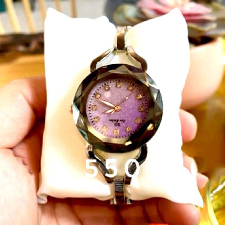 [Gía Rẻ] Đồng hồ nữ Bee Sister Bs mặt tròn, mặt cắt kim cương, dây thép không gỉ