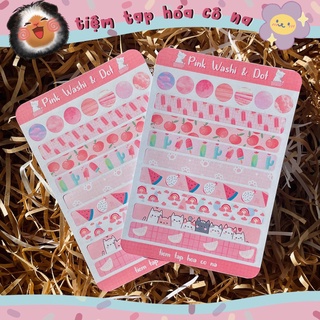 Sticker Pink Washi & Dot - Hình dán trang trí, planner, bullet journal,trang trí sổ, hình dán dễ thương - tiemtaphoacona