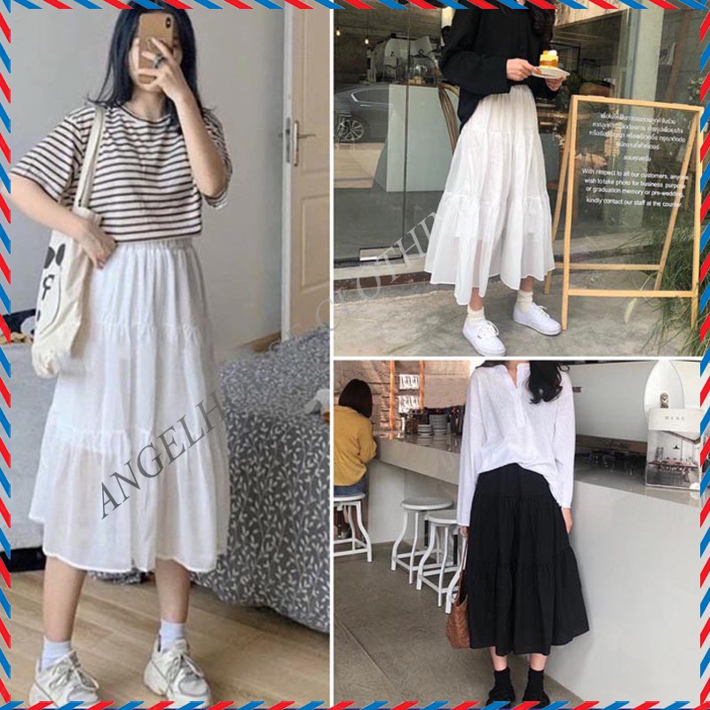[FREESHIP] 🦋 Chân Váy Dài Chữ A Ulzzang 3 Tầng 🦋 Chân váy xếp ly - Hàng Quảng Châu - Freesize đến 60kg | BigBuy360 - bigbuy360.vn