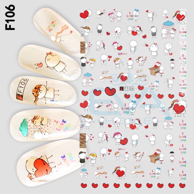 MIẾNG DÁN MÓNG TAY NAIL STICKER TRÁNG TRÍ HOẠT HÌNH CARTOON F101-F128