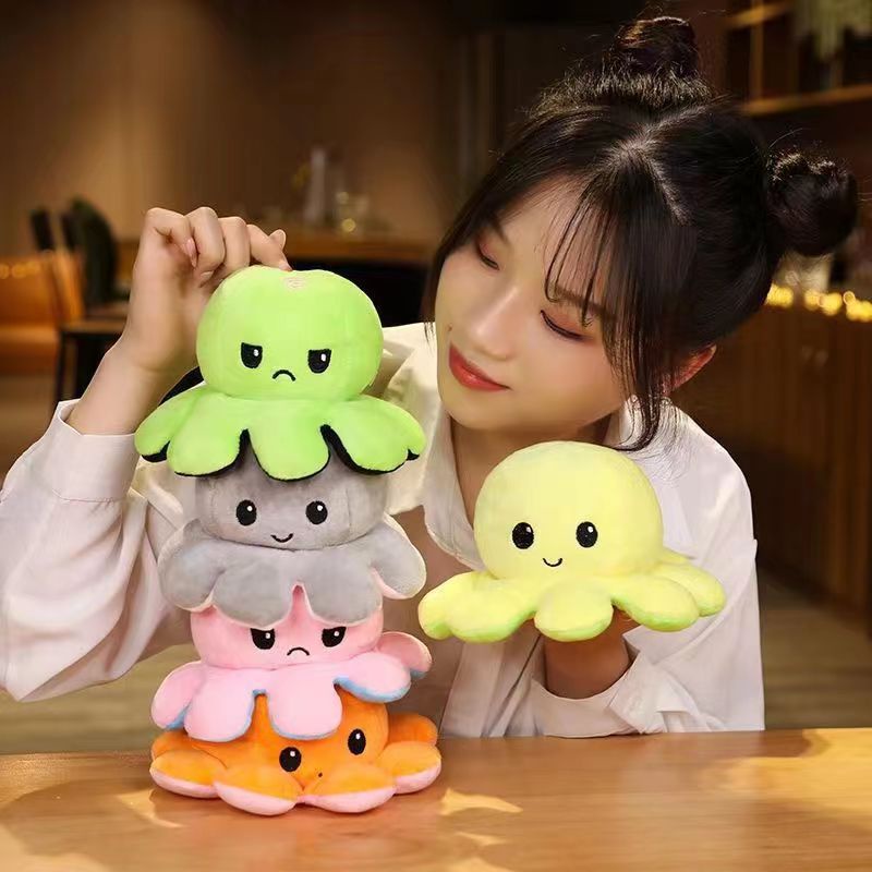 Bạch Tuộc Cảm Xúc Bằng Vải Lông 2 Mặt Cảm Xúc Có Thể Đảo Ngược Tâm Trạng Kích Thước Lớn 30cm Quà Tặng Tuyệt Vời