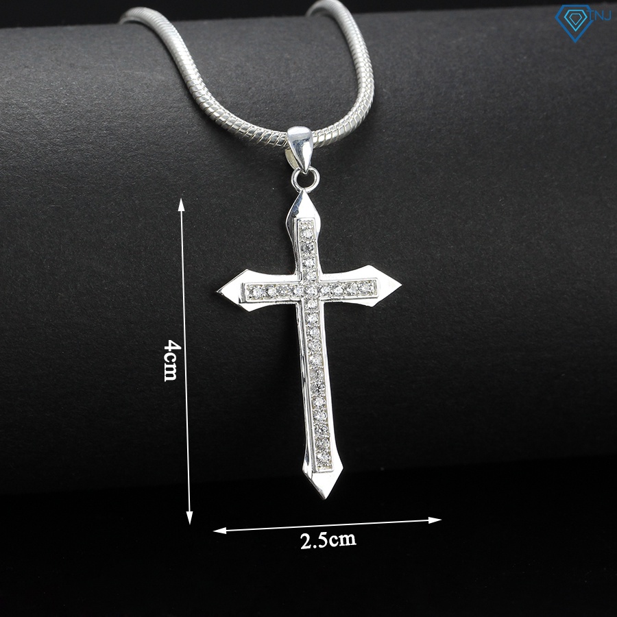 Dây chuyền bạc 925 nam mặt thánh giá đính đá DCA0058 Trang Sức TNJ