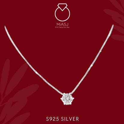 Dây chuyền nữ bạc Ý S925 MiASJ vòng cổ mặt đính đá CZ cao cấp sang trọng D0046
