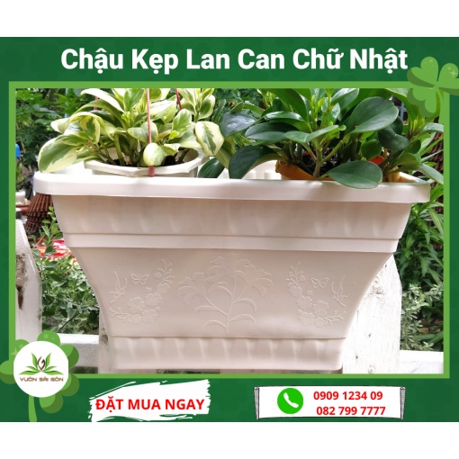 Chậu nhựa kẹp lan can chữ nhật (Vườn Sài Gòn - Vuon Sai Gon)