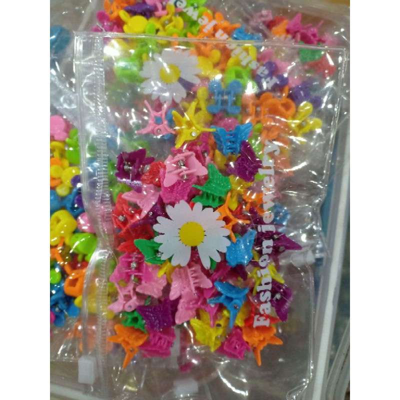 Set 50 Kẹp Tóc Càng Cua Mini Nhiều Màu Cho Bé Gái kèm túi zip xinh