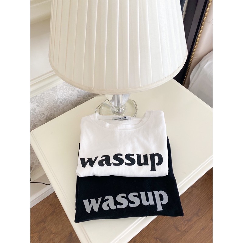 (Ảnh shop chụp) Áo thun basic in chữ Wassup Freesize_MAT01