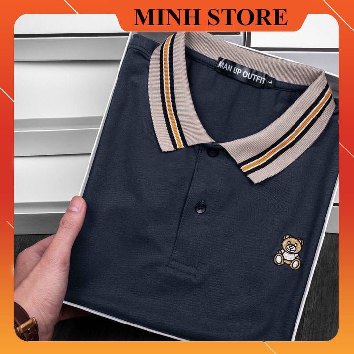 Áo polo nam GẤU Áo polo nam đẹp Chất liệu cotton mềm mịn, dầy dặn, hoạt động thoải mái, thấm hút mồ hôi tốt