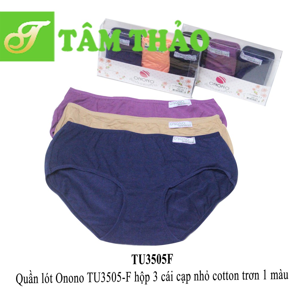 Quần lót nữ Thái Lan Onono TU3505-F hộp 3 cái cạp nhỏ cotton trơn 1 màu