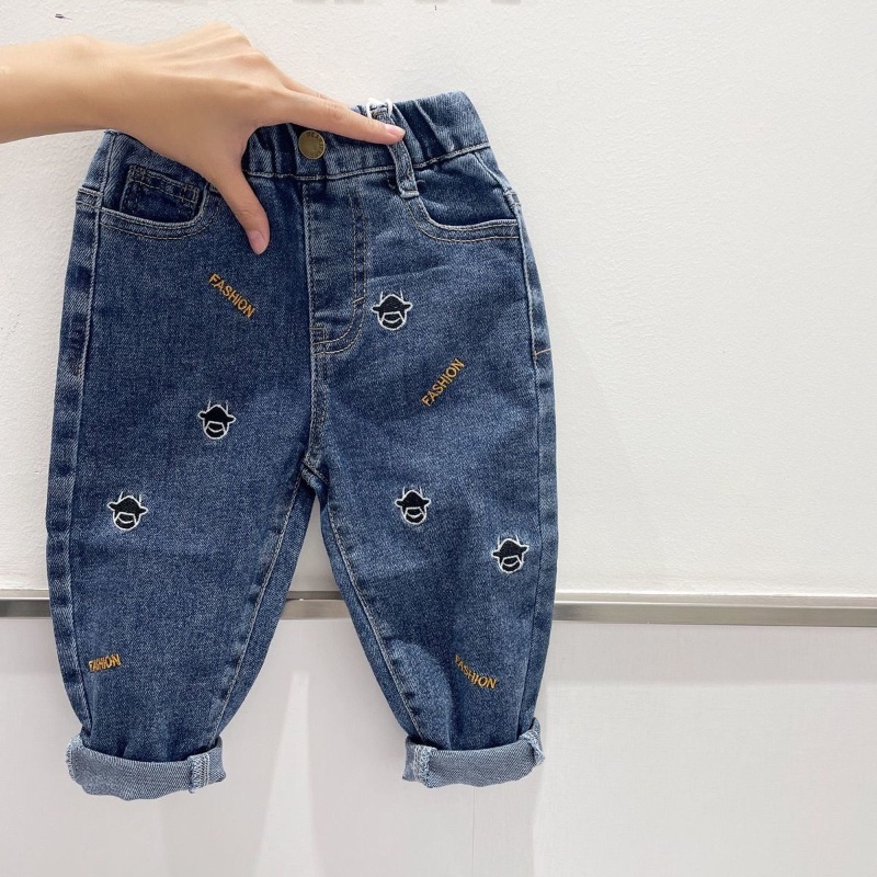 Quần Jean bé trai bé gái,Quần Jeans Thêu Họa Tiết Phong Cách Hàn Quốc Cho Bé Trai