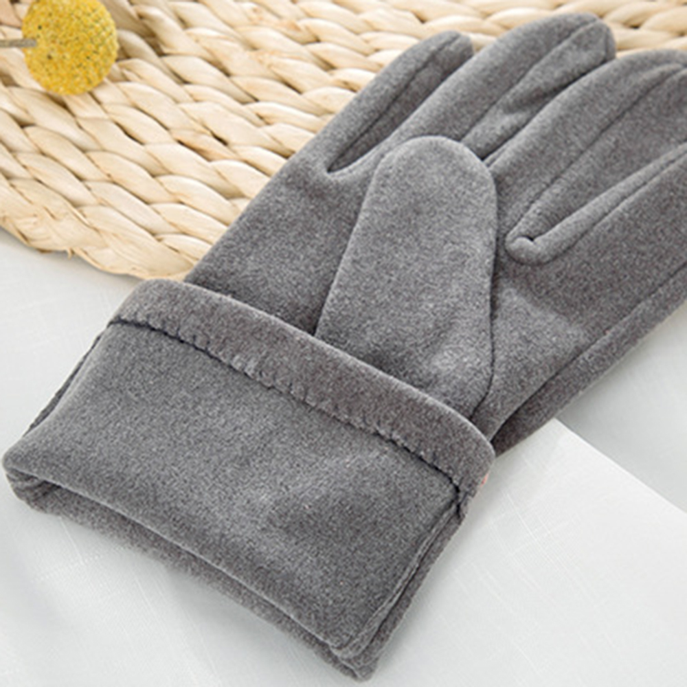 Găng tay ấm áp đính nơ phối bóng lông chống gió mùa đông tiện dụng khi sử dụng màn hình cảm ứng cho nữ