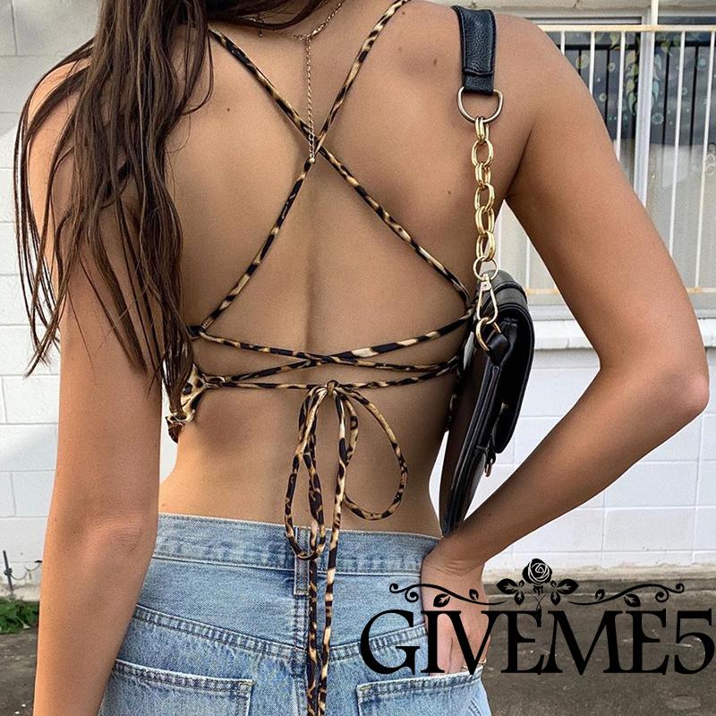 Áo hai dây hở lưng họa tiết da báo gợi cảm cho nữ